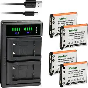 Kastar 4-Pack Battery and LTD2 USB Charger Compatible with Fujifilm NP45 NP-45A NP-45B NP-45S Fujifilm FinePix JX580 FinePix JX590 FinePix JX600 FinePix JX650 FinePix JX660 FinePix JX680 FinePix JX690