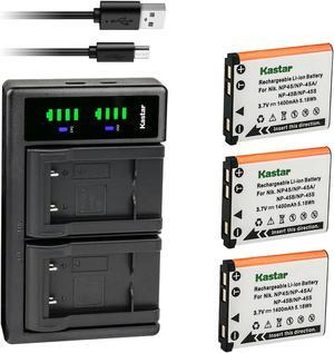 Kastar 3-Pack Battery and LTD2 USB Charger Compatible with Fujifilm NP45 NP-45A NP-45B NP-45S Fujifilm FinePix JZ300 FinePix JZ305 FinePix JZ310 FinePix JZ500 FinePix JZ505 FinePix JZ510 FinePix JZ700