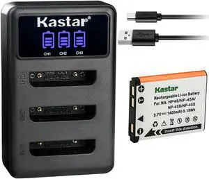 Kastar 1 Pack Battery and LCD Triple USB Charger Compatible with Fujifilm FinePix T350 T360 T400 T410 T500 T560; FinePix XP10 XP11 XP15 XP20 XP21 XP22 XP30 XP31 XP50 XP60 XP70 XP75 XP80 XP90 XP120