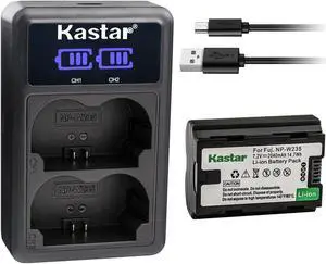 Kastar 1-Pack NP-W235 Battery and LED2 USB Charger Compatible with Fujifilm NP-W235 NPW235, Fuji NP-W235 Rechargeable Lithium-Ion Battery, Fujifilm BC-W235 BCW235 Battery Charger