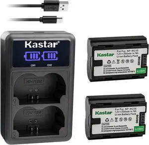 Kastar 2-Pack NP-W235 Battery and LED2 USB Charger Compatible with Fujifilm GFX 100S GFX100S Medium Format Mirrorless Camera, Fujifilm GFX 50S II Medium Format Mirrorless Camera