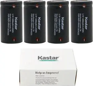 Kastar Battery 4-Pack Replacement for 3.7V 1200mAh Li-ion IMR18350, Flat Top, High Drain 7A Discharge Rechargeable Lithium-ion Battery
