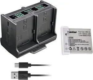 Kastar 1-Pack Battery and Quadruple Charger Compatible with Canon Digital IXUS Wireless, 30, 40, 50, 55, 60, 65, 70, 75, 80 IS, 100 IS, 110 IS, 120 IS, 130, Digital 40, Digital 50 Camera