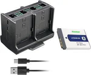 Kastar 1-Pack Battery and Quadruple Charger Compatible with Sony Cyber-shot DSC-T90, Cyber-shot DSC-T200, Cyber-shot DSC-T300, Cyber-shot DSC-T500, Cyber-shot DSC-T700, Cyber-shot DSC-T900 Cameras
