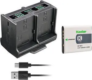 Kastar 1-Pack Battery and Quadruple Charger Compatible with Sony NP-BK1 NP-FK1 Battery, Sony K Type Battery, Sony BC-CSK Charger
