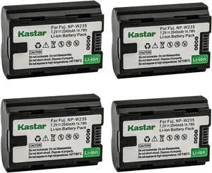 Kastar 4-Pack Battery Replacement for Fujifilm NP-W235 NPW235 Rechargeable Lithium-Ion Battery, Fujifilm BC-W235 BCW235 Battery Charger, Fujifilm GFX 100S GFX100S Medium Format Mirrorless Camera