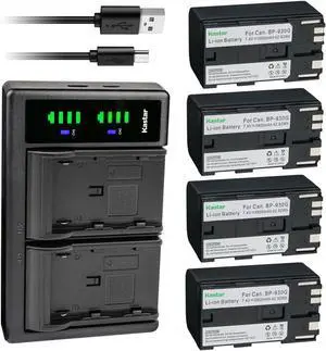 Kastar 4-Pack BP-930G Battery and LTD2 USB Charger Compatible with Canon EOS C300 C300 PL EOS C500 C500 PL ES50 ES55 ES60 ES65 ES75 ES300V ES410V ES420V ES520A ES4000 ES5000 ES6000 ES6500V Camera