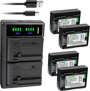 Kastar 4-Pack BP-709 Battery and LTD2 USB Charger Compatible with Canon BP-708 BP708, BP-709 BP709, CG-700, Canon VIXIA HF R82 HFR82, VIXIA HF R300 HFR300, VIXIA HF R400 HFR400, VIXIA HF R500 HFR500