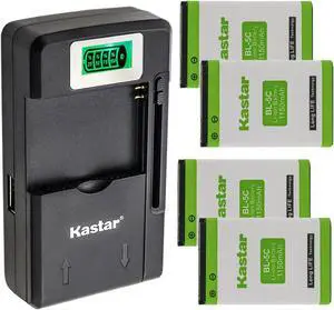Kastar 4-Pack BL-5C Battery and Smart LCD Charger Replacement for Retevis RT22 RT22S RT15 RT19, WLN KD-C1 Walkie Talkies, LUITON LT-316, TIDRADIO TD-M8, Zastone X6, Zeadio ZS-B1 DC Two Way Radios