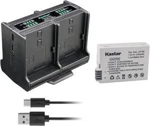 Kastar 1-Pack Battery and Quadruple Charger Compatible with Canon LP-E8 LPE8 Battery, LC-E8 LC-E8E Charger, EOS T2i T3i T4i T5i 550D 600D 650D 700D Kiss X4 X5 X6 Camera, BG-E8 Camera Grip