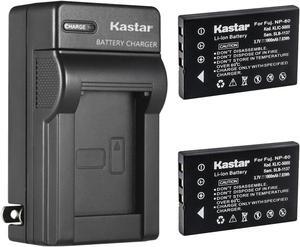 Kastar 2-Pack Battery and AC Wall Charger Replacement for HP Photosmart R967, Digimaster V6 Two-ways Radio, Gateway DC-T50, Traveler DC6300, Vizio DC630C, Memorex MCC228RSBLK 7-IN-1 HD Cameras