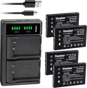 Kastar 4-Pack Battery and LTD2 USB Charger Replacement for Sony COMA-BP1, Sony Mylo COM-1 Mylo COM-2, ROLLEI Prego dp5300 Prego dp5330, CREATIVE DiVi CAM 428, YAESU VX-2 VX-2E VX-2R