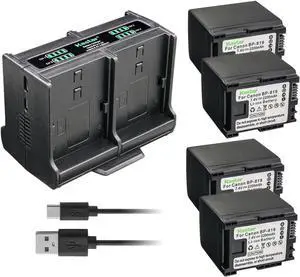 Kastar 4-Pack Battery and Quadruple Charger Compatible with Canon VIXIA HF10 VIXIA HF11, VIXIA HF20 VIXIA HF21, VIXIA HF100, VIXIA HF200, VIXIA HG30, VIXIA HG20, VIXIA HG21, VIXIA HF G10 HFG10 Camera