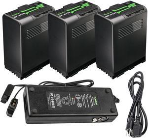 Kastar BP-A100 Battery 3 Pack and Dual D-Tap Charger for Canon BP-A30 BP-A60 BP-A65 BP-A68 BP-A90 BP-A100 US 0870C002 Battery, CG-A10 CG-A20 Charger, Canon EOS C200, EOS C200B Cinema Camera