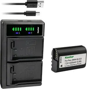 Kastar 1-Pack DMW-BLK22 Battery and LTD2 USB Charger Compatible with Panasonic Lumix S5 II Mirrorless Camera, Panasonic Lumix S5 IIX Mirrorless Camera, Panasonic Lumix G9 II Mirrorless Camera