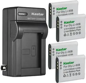 Kastar 4-Pack Battery and AC Wall Charger Replacement for Olympus Stylus XZ-2, Stylus XZ-2 iHS, Tough TG-Tracker, Stylus SH-1, Stylus SH-2, Stylus SH-3, Stylus SH-50, Stylus SH-60, Stylus SP-100