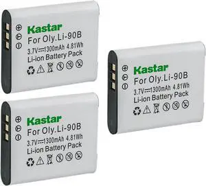 Kastar 3-Pack Battery Replacement for Olympus Li-90B Li-92B Battery, Olympus LI-90C UC-90 Charger, Olympus Stylus XZ-2, Stylus XZ-2 iHS, Tough TG-Tracker, Stylus SH-1, Stylus SH-2, Stylus SH-3 Cameras