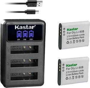 Kastar 2 Pack Battery and Triple Charger Compatible with Olympus Li-90B Li-92B Battery, LI-90C UC-90 Charger, Olympus Stylus XZ-2, XZ-2 iHS, Stylus SP-100EE, OM SYSTEM Tough TG-6, Tough TG-7 Camera