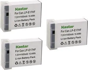 [Fully Decoded] Kastar 3-Pack LP-E17HF Battery Replacement for Canon EOS 77D, EOS 200D, EOS 250D, EOS 750D, EOS 760D, EOS 800D, EOS 850D, EOS 8000D, Rebel SL2, EOS RP Mirrorless Digital Camera