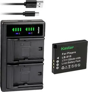 Kastar 1-Pack Battery and LTD2 USB Charger Compatible with Kokad LB-015 Rechargeable Lithium-ion Battery and Kokad PIXPRO WPZ2 Digital Camera, Kokad Pixpro WPZ2 Rugged Waterproof Action Camera