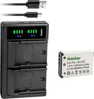Kastar 1-Pack LB-070 Battery and LTD2 USB Charger Replacement for Kodak Pixpro AZ901, Kodak Pixpro AZ901 Astro Zoom, Kodak PIXPRO S1, Kodak PIXPRO S-1, Minolta MN67Z 20MP FHD, Minolta MN67Z-BK Camera