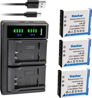 Kastar 3-Pack Battery and LTD2 USB Charger Compatible with Lectrosonics LB-50 Battery, Lectrosonics 40117, Lectrosonics SSM Transmitter & IFBR1B Receiver, IFBR1B Bodypack Receiver