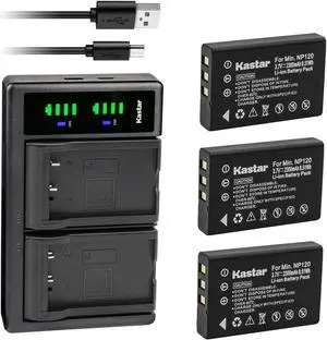 Kastar 3-Pack Battery and LTD2 USB Charger Replacement for Ricoh Caplio G3S, Caplio G4, Caplio G4 wide, Caplio GX, Caplio GX8, Caplio Pro G3, Caplio R330, Caplio RR10, Caplio RR30, Caplio RX Cameras