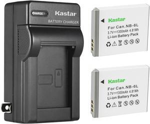 Kastar 2-Pack Battery and AC Wall Charger Replacement for Canon NB-6L, NB-6LH Battery,  CB-2LY Charger, Canon IXUS 85 IS, IXUS 95 IS, IXY Digital 25 IS, Digital IXUS 200 IS, Digital IXUS 210 Camera