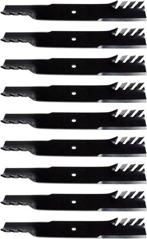 USA Mower Blades (9) CMB111BP Toothed High Lift Blade Fits Ferris® Kees® Lesco® Snapper® Wright® 1520842 823006 0788 Length 21in. Width 2 1/2in. Thickness .240in. Center Hole 5/8in. 60 61in. Deck