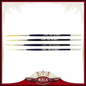 Set of 4 Size 0-4 Series 444VII The Virus II Scrolling Script Pinstriping Brush With Soft Golden Synthetic Hair