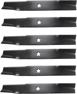 6 USA Mower Blades U12079BP High-Lift for 539112079 Dixon 10782 10881 510417801 539117911 539117973 Length 18 in. Width 2-1/2 in. Thickness .203 in. Center Hole 5 Pt Star 36 in. 52 in. Deck