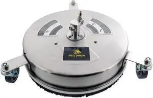 Erie Tools 14" Stainless Steel Hot and Cold Pressure Washer Surface Cleaner with 3 Wheels 1/4-inch Quick Connect No Handle 4000 PSI 4 GPM