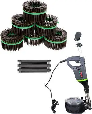 MURO® North America Speed Driver Auto Feed Screw Gun Driver Coil System Brown Epoxy Shield Guard #8 x 3" Square Flathead Exterior Screws & 10 Square Driver Bits