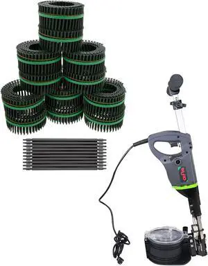 MURO® North America Speed Driver Auto Feed Screw Gun Driver Coil System Green Epoxy Shield Guard #8 x 2-1/2" Square Flathead Exterior Screws & 10 Square Driver Bits
