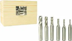 Erie Tools 3/8" High Speed Steel End Mill Kit 4 Flute Includes 1/8", 3/16", 5/32", 1/4", 5/16" and 3/8"