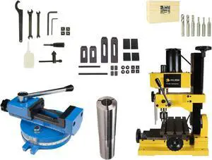 Mini Bench Top Mill with Erie Tools Collet 24 Piece Clamping Kit and 55mm Mill Vise