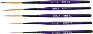 Set of (5) Series 44434 The Virus Scrolling Script Pinstriping Brushes Sizes 0-6 with 3/4 Handle and Specially Blended Golden Taklon