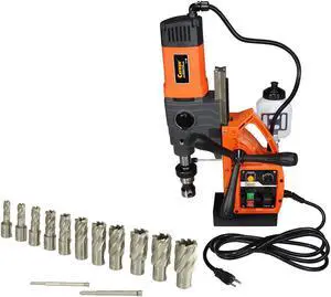 Cayken KCY-48-2WDO 1.8in. Magnetic Drill Press with 1700W Variable Speed Motor Weldon Shank 13 Piece 1in. Cut Depth Annular Cutter Kit