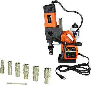 Cayken KCY-48-2WDO 1.8in. Magnetic Drill Press with 1700W Variable Speed Motor Weldon Shank 7 Piece 1in. Cut Depth Annular Cutter Kit