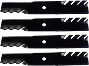4 USA Mower Blades MB061BP Toothed Medium Lift for Ariens 00273000 04919100 04920600 05244100 Toro 103-2507 Length 16-1/4 in. Width 2-1/2 in. Thickness .204 in. Center Hole 5/8 in. 32 in. 48 in. Deck