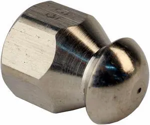 Stainless Steel Button Nose 1/4 in. Female 6.5 Orifice Laser Fixed Sewer Jetter Nozzle 5000 PSI