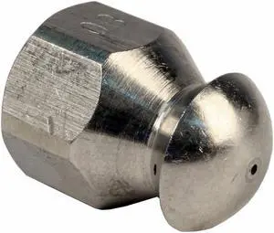 Stainless Steel Button Nose 1/4 in. Female 8.0 Orifice Laser Fixed Sewer Jetter Nozzle 5000 PSI