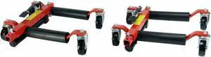 (2) Dragway Tools 12in. Hydraulic Wheel Dolly Vehicle Positioning Jack Lift Hoist with 1500 lb Capacity
