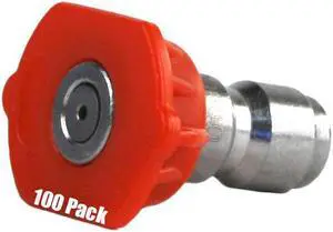 100 Pack of Erie Tools 3.5 Stainless Steel Orifice 0 Degree 1/4in. Quick Connect 4000 PSI High Pressure Washer Spray Nozzle Tips
