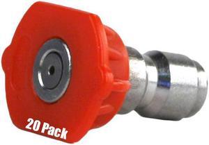 20 Pack of Erie Tools 4.0 Stainless Steel Orifice 0 Degree 1/4in. Quick Connect 4000 PSI High Pressure Washer Spray Nozzle Tips