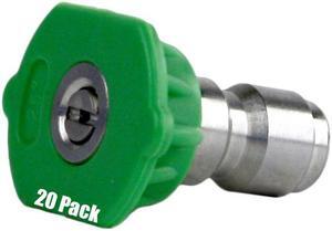 20 Pack of Erie Tools 3.5 Stainless Steel Orifice 25 Degree 1/4in. Quick Connect 4000 PSI High Pressure Washer Spray Nozzle Tips