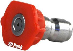 20 Pack of Erie Tools 3.5 Stainless Steel Orifice 0 Degree 1/4in. Quick Connect 4000 PSI High Pressure Washer Spray Nozzle Tips