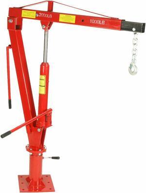 Dragway Tools 2000 LBS Swivel Base Hydraulic Engine Hoist Foldable Davit Crane fits Pickup Truck with Removable Base