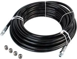 Sewer Jetter Hose & 4 Nozzles 1/4in.x 200ft. 4400 PSI & 4.8 Button Nose Thruster Flusher Monster & Degreaser Nozzles