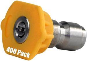 400 Pack of Erie Tools 6.0 Stainless Steel Orifice 15 Degree 1/4in. Quick Connect 4000 PSI High Pressure Washer Spray Nozzle Tips